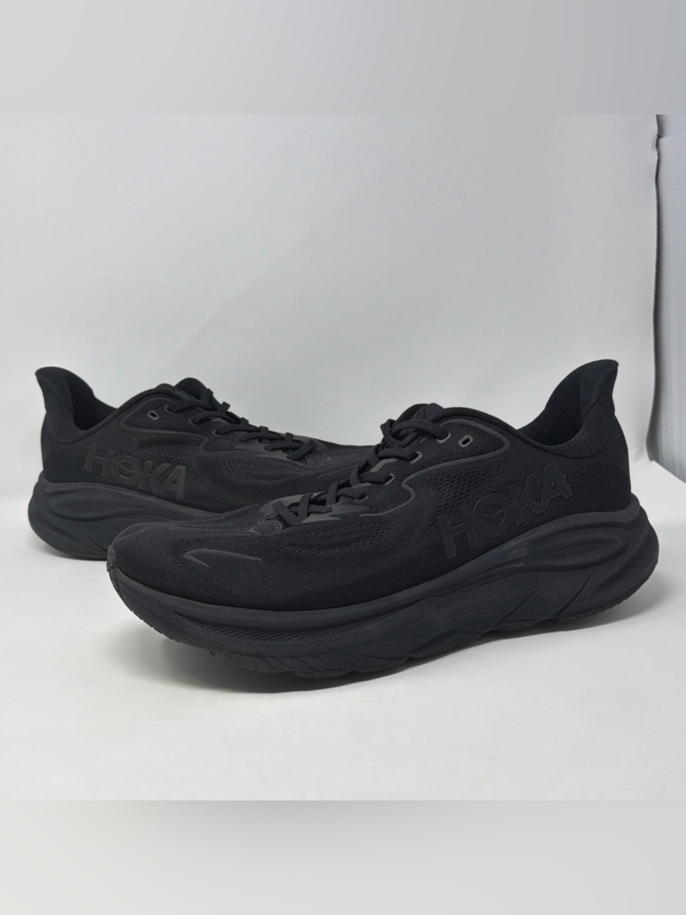 HOKA One One Clifton 10 Mens Size 12.5 2E Wide Black Running Sneakers AUTH